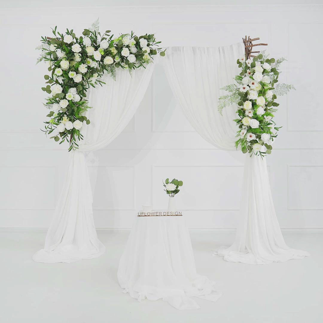 Artificial Green Leaf Eucalyptus White Rose Flower Arch Product Video